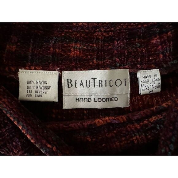 Beautricot Women's Hand Loomed Cropped Sweater Rust Fall Comfy Medium - Picture 3 of 4